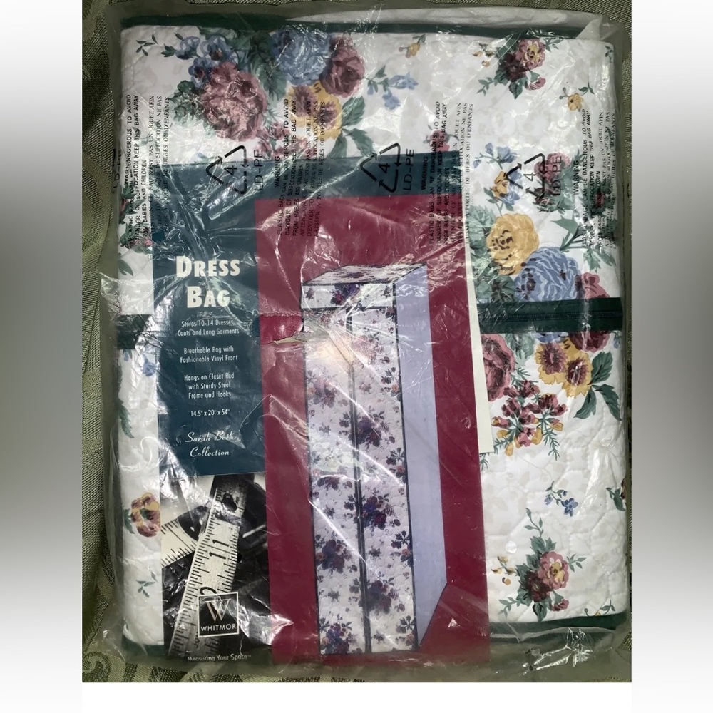 FLORAL VINYL DRESS BAG‎ 14.5”x20”x54” SARAH BETH COLLECTION VINTAGE